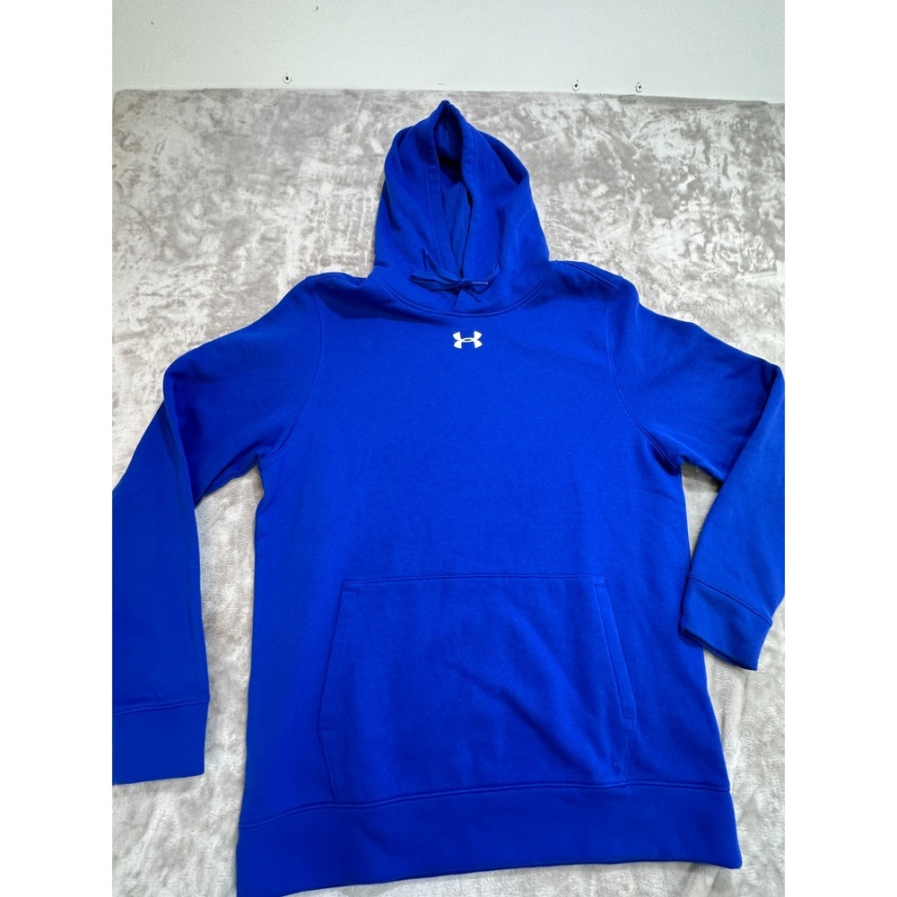Under Armour Hoodie Mens Size Medium Blue Drawstring Hooded Pullover Pocket EUC